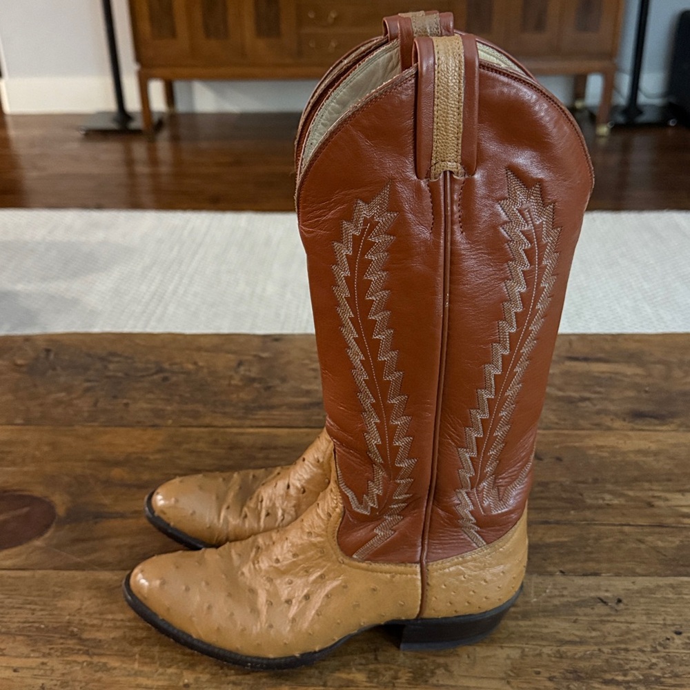 Larry Mahan Two-Tone Leather Heeled Boots